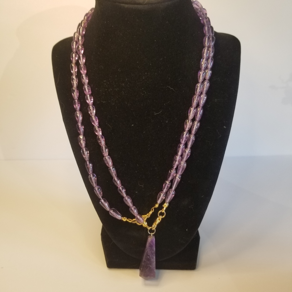 Amethyst beads Amethyst stone Pendant Necklace